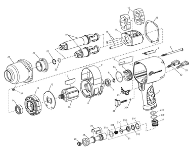 Part Location Diagram of 2145-641 Ingersoll Rand Bushing, Hammer Case